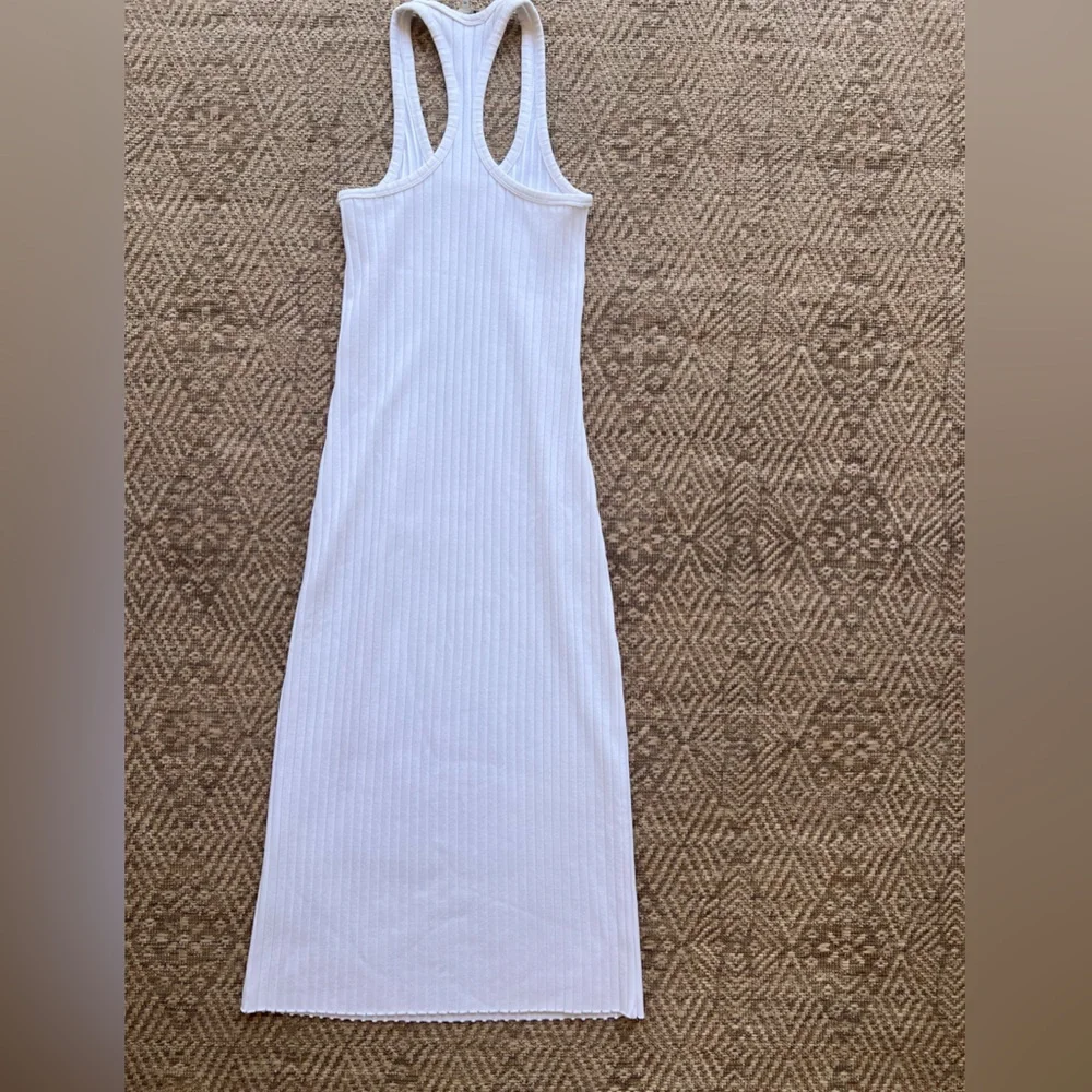 Vince Ribbed Racerback Midi Dress White Cotton Blend Womens XS